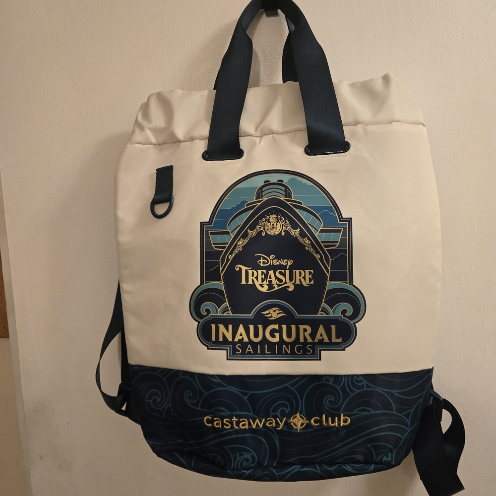 Disney Castaway Club Cruise Line Inaugural Sailings Backpack Cream and Blue Bag